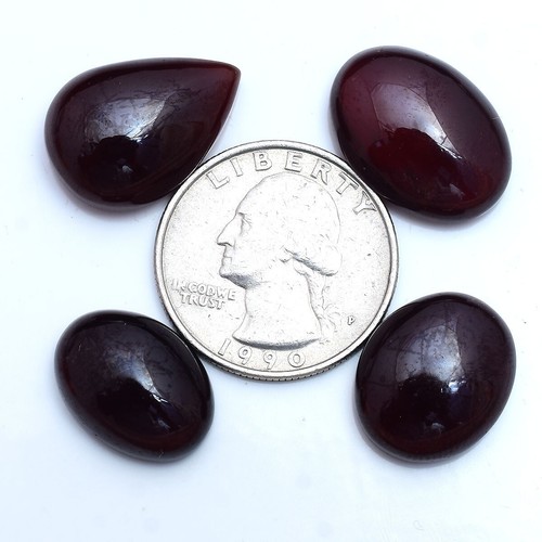 4 Stück Natürlich Hessonit Granat 17mm-21mm Cabochon Unbehandelt Weit Edelsteine - Bild 5 von 5