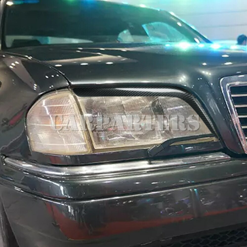 For Benz CClass W202 Carbon Fiber Headlight Eyebrow Eyelid Cover Trim