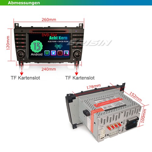 Android 13 Autoradio Mercedes C/G/CLC-Klasse W203 W463 GPS DAB+ CarPlay USB 64GB - Bild 14 von 15