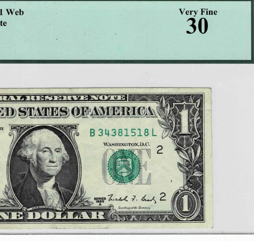1988A Federal Reserve 'WEB'note-fr.1917-B--BL Block--PCGS Very Fine 30--Key note - Image 4 of 4