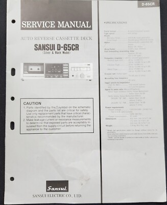 Sansui D-65CR Cassette / Tape Player Service Manual original 
