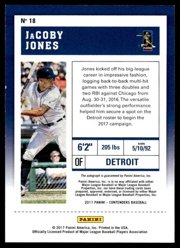 2017 Panini Chronicles Absolute Rookies Blue Jacoby Jones Detroit Tigers #18 R19 - Picture 2 of 2