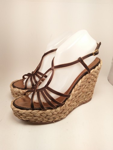 Yves Saint Laurent Marrón Oro Loulou Sandalia Alpargata Cuña De Seda 40  Talla 9.5 | eBay