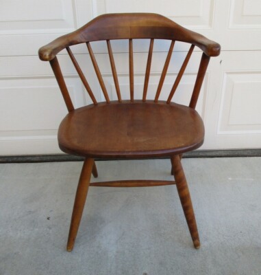 Vintage Conant Ball Solid Maple Round Back Wood Arm Chair Mid Century  Modern