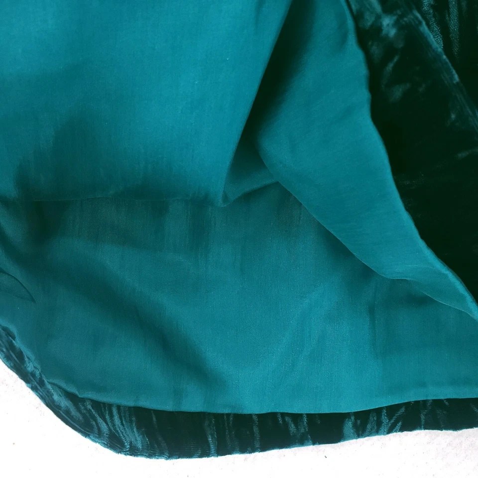 Falda Lápiz Recta Bill Blass Vintage Años 80 Terciopelo Verde Azulado Usada en Excelente Condición Talla 10 Foto 4 de 4