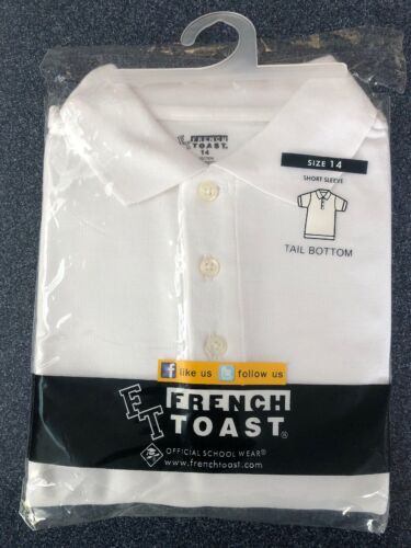 NEW French Toast Boys/Girls Pique Polo Short Sleeve Size 14 White Uniform - Picture 1 of 1