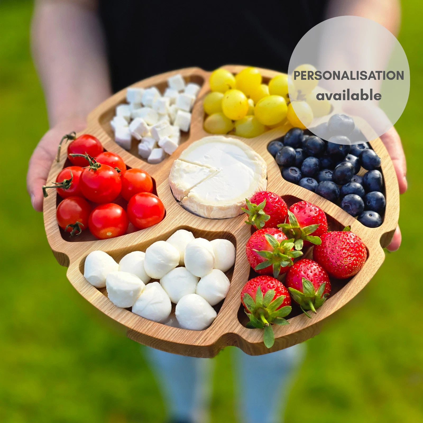 Personalised Wooden Serving Tray Divided Plate Chopping Board Charcuterie Board