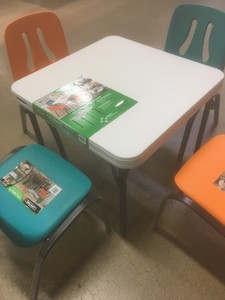 lifetime kids table with 4 blue chairs