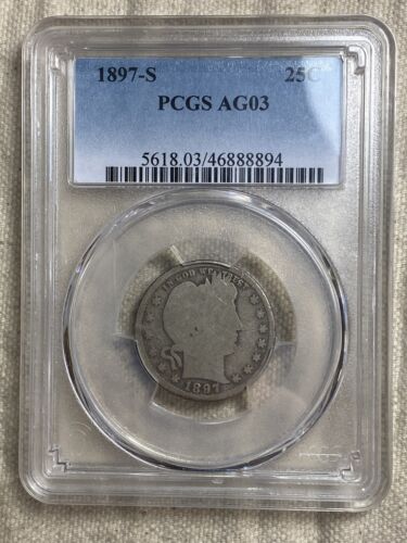 1897-S 25C Barber Quarter PCGS AG03 Scarce Key Date Coin