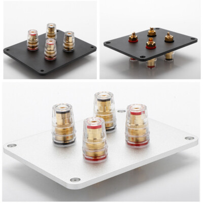HiFi 4 WAY Banana TERMINAL Wall Panel Plate Chassis Socket Audio GOLD Connector