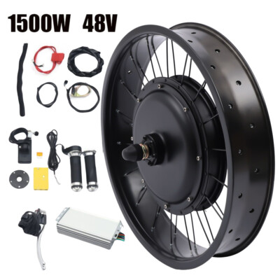 26'' Snow Electric Bike Conversion Kit Hub Motor Fat Bike Wheel 48V 1.5KW 