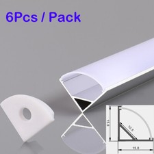 6Pcs/Pack V-Shape Aluminum Channel for LED Strip Lights w/ Cover 3.3ft/1m Each