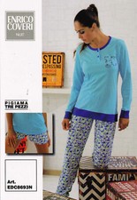 Pigiama Donna 3 pezzi. Pantalone corto + Lungo. ENRICO COVERI. Cotone. EDC8693N.