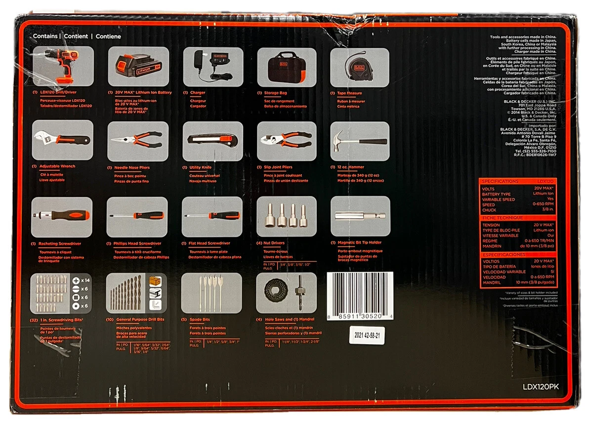 Black + Decker 68 pc. 20V Drill And Home Tool Kit