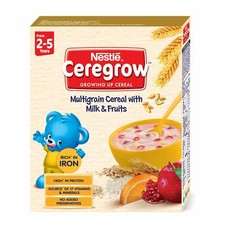 Nestl  CEREGROW Fortified Multigrain Cereal with Milk and Fruits, 300g