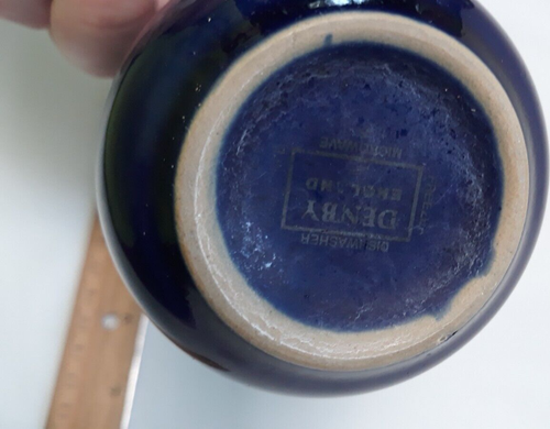 Denby Harlekin Werbetasse blau rot gesprenkelt gebraucht 4" eingestellt selten - Bild 15 von 21