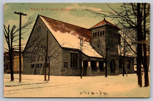 Asbury M.E. 1912 vintage Cartolina Chiesa Delaware, Ohio - Foto 1 di 2