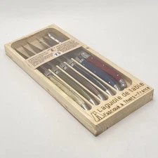 Jean Dubost Laguiole de table Steak Knives Set of 6 Multi-Color France.