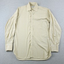 Turnbull Asser Shirt Mens 15 38 Beige Check Made in England Luxury Cotton Dress