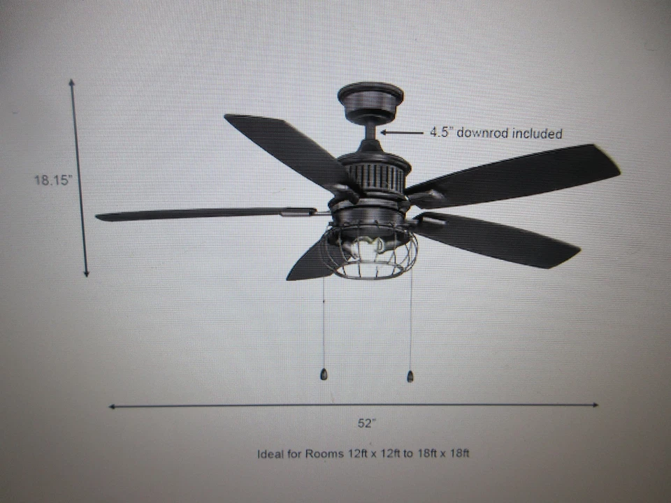 Home Decorators Aldenshire 52 in. LED Indoor/Outdoor Natural Iron Ceiling Fan - Image 3 of 4