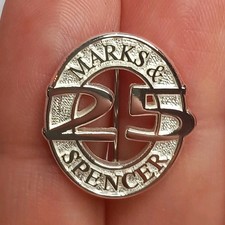 MARKS & SPENCER STERLING SILVER 925 25 YEARS SERVICE SMALL OVAL PIN BROOCH M&S