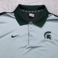 Michigan State Spartans Polo Shirt Mens 2XL XXL Green Nike Golf Performance Logo
