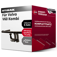 Für V60 Kombi I 155/157 (Auto Hak) Anhängerkupplung abnehmbar + E-Satz 13pol neu