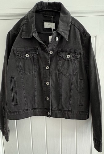 Ladies M&S Black Denim Style Jacket Size 18 - New With Tags