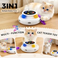 Cat Toy,3-in-1 Automatic Interactive Electronic Moving Ambush Feather,Track Ball