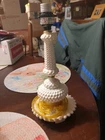 Vintage  white Hobnail Milk Glass Accent Lamp 12”