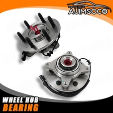 Pair Front Wheel Hub + Bearings Assembly For Ford Expedition 2003-2006 4WD 6Lug
