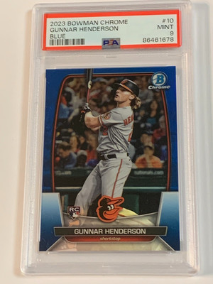 2023 Bowman Chrome Blue Refractor #10 Gunnar Henderson RC /150 - PSA 9 (Mint)