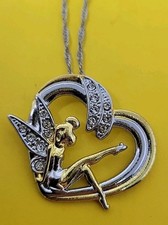 Tinker Bell Necklace Pendant Chain Disney Peter Pan Silvertone Goldtone