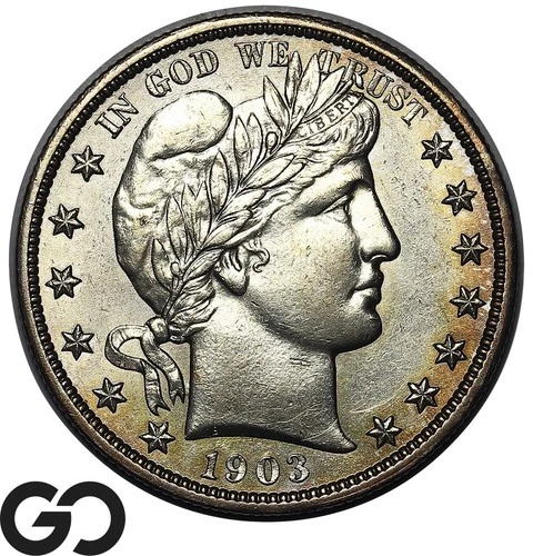 1903-S Barber Half Dollar, Tough This Nice, Sharp Gem Better Date, Bids: 1500