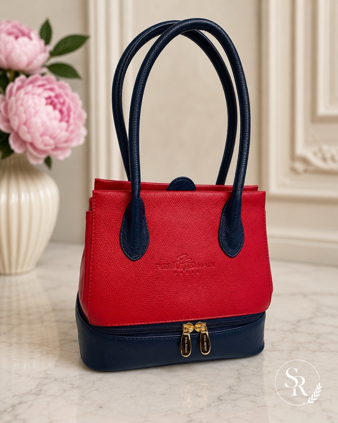 Borsa vintage Pierre Balmain Paris in pelle Oscar de la Renta epoca rossa Francia