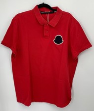 Moncler Mens Cotton Short Sleeve Polo Shirt in Red sz XXL