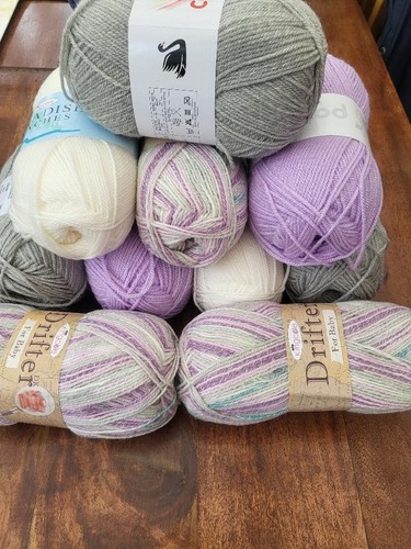 Restposten Konvolut Baby DK Strickgarne King Cole Drifter flieder/grau 10 x 100g