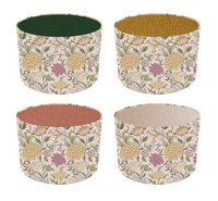 Pink and Gold Floral with Plain interior Drum Lampshade Table Lampshade, Pendant