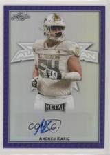 2020 Leaf Metal US Army All-American Bowl Purple 10/15 Andrej Karic Auto nd3