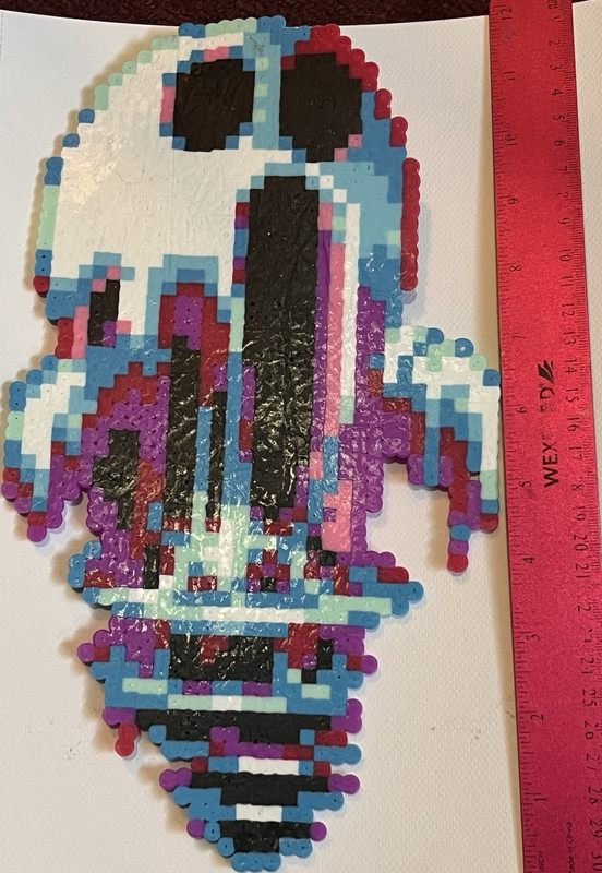 Handmade perler bead spooky ghost wall art 
