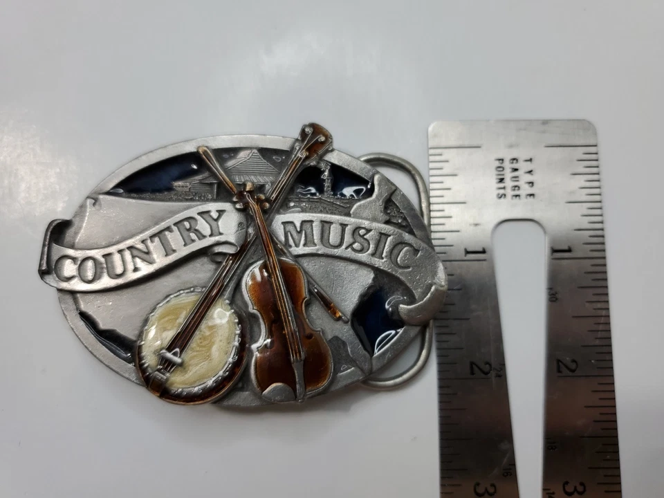 Banjo de violín de música country americana de colección músicos de los 80 hebilla de cinturón E-29 Foto 4 de 4