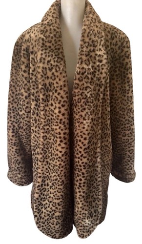 VTG J. Percy Marvin Richards Leopard Faux Fur Coat Long Womens Size XS USA Made