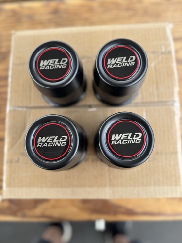 4 BLACK STEEL CENTER CAPS 5 LUG WELD RACING WHEELS DRAGLITE PRO STAR 3.17 "OD - Picture 3 of 5