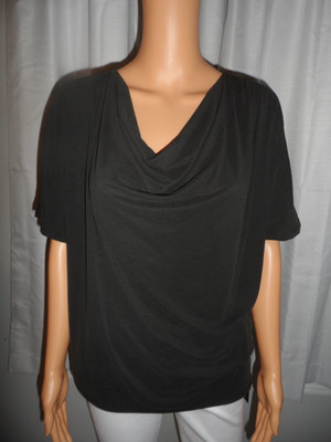 Pretty Green Envelope size L black scoop neck short sleeve shirt women NWT