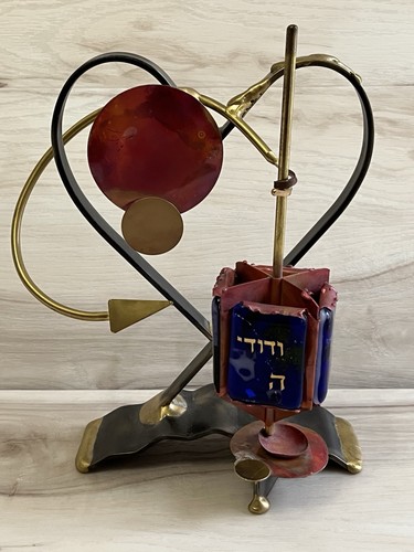 Gary Rosenthal Ani L'Dodi V'Dodi Li Wedding Dreidel Judaism Handmade Metal Glass