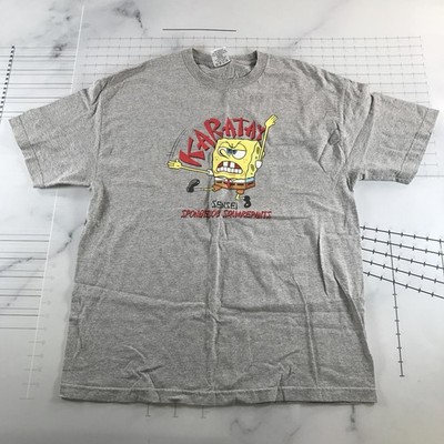 Vintage SpongeBob SquarePants T Shirt Mens XL Gray Karate Sensei Graphic
