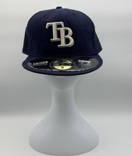 New Era 59FIFTY MLB Tampa Bay Rays Official On Field Fitted Hat Size 8, Pre-own