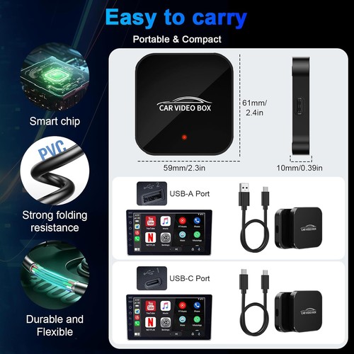 Adaptador Carplay Inalámbrico con Netflix YouTube, 2025 Caja de Video Inalámbrica para Reproducir Coche - Imagen 5 de 7