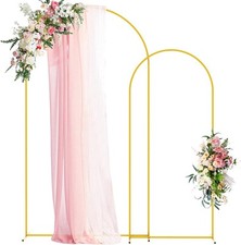 Wedding Arch Backdrop Stand 7.2FT, 6FT Gold Metal Arch Stand Set of 2 for Party