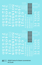 K4 Ho Scale Decals Santa Fe Steam Locomotive White